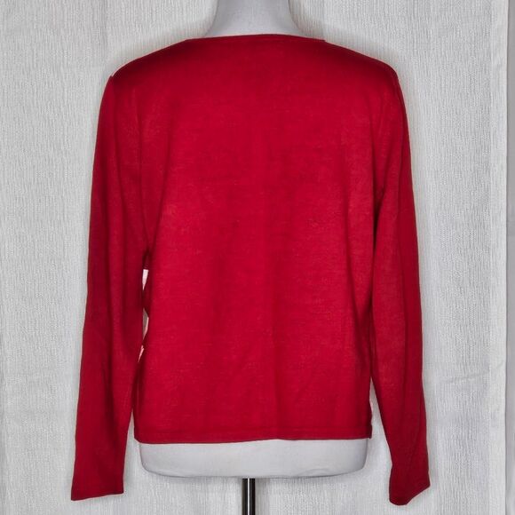 Dress Barn Embellished Red & White Checkered Ugly Christmas Cardigan Sweater - Picture 7 of 12